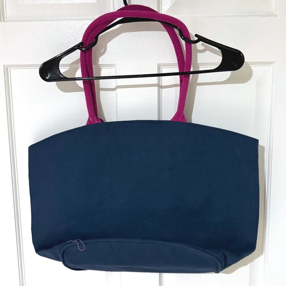 Simply Southern Navy Blue Sequin Pickleball Paddle Canvas Tote Bag Pink Handles